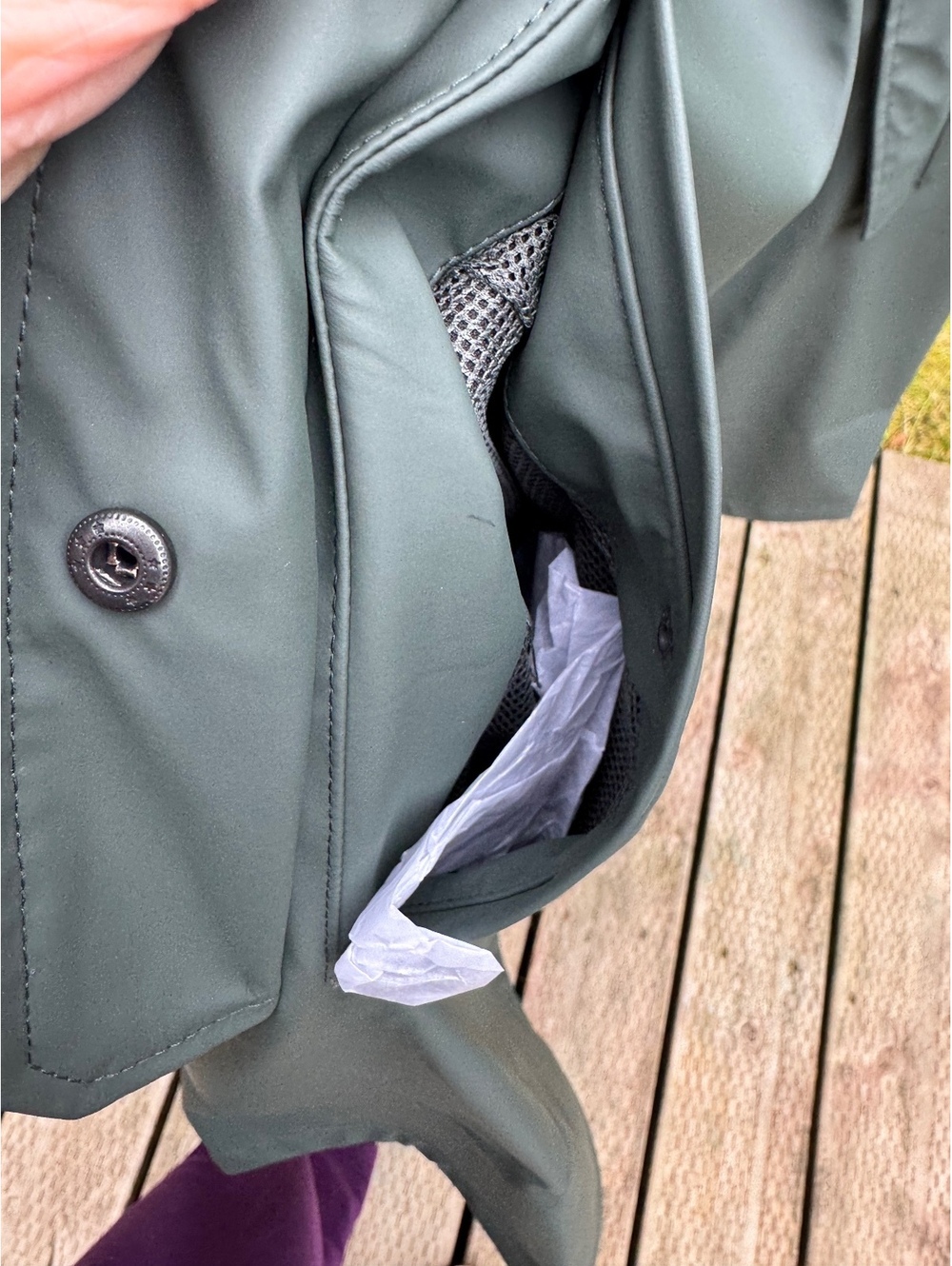 Lands' End Women's 3X Green Waterproof Raincoat with Hood - Picture 2 of 6